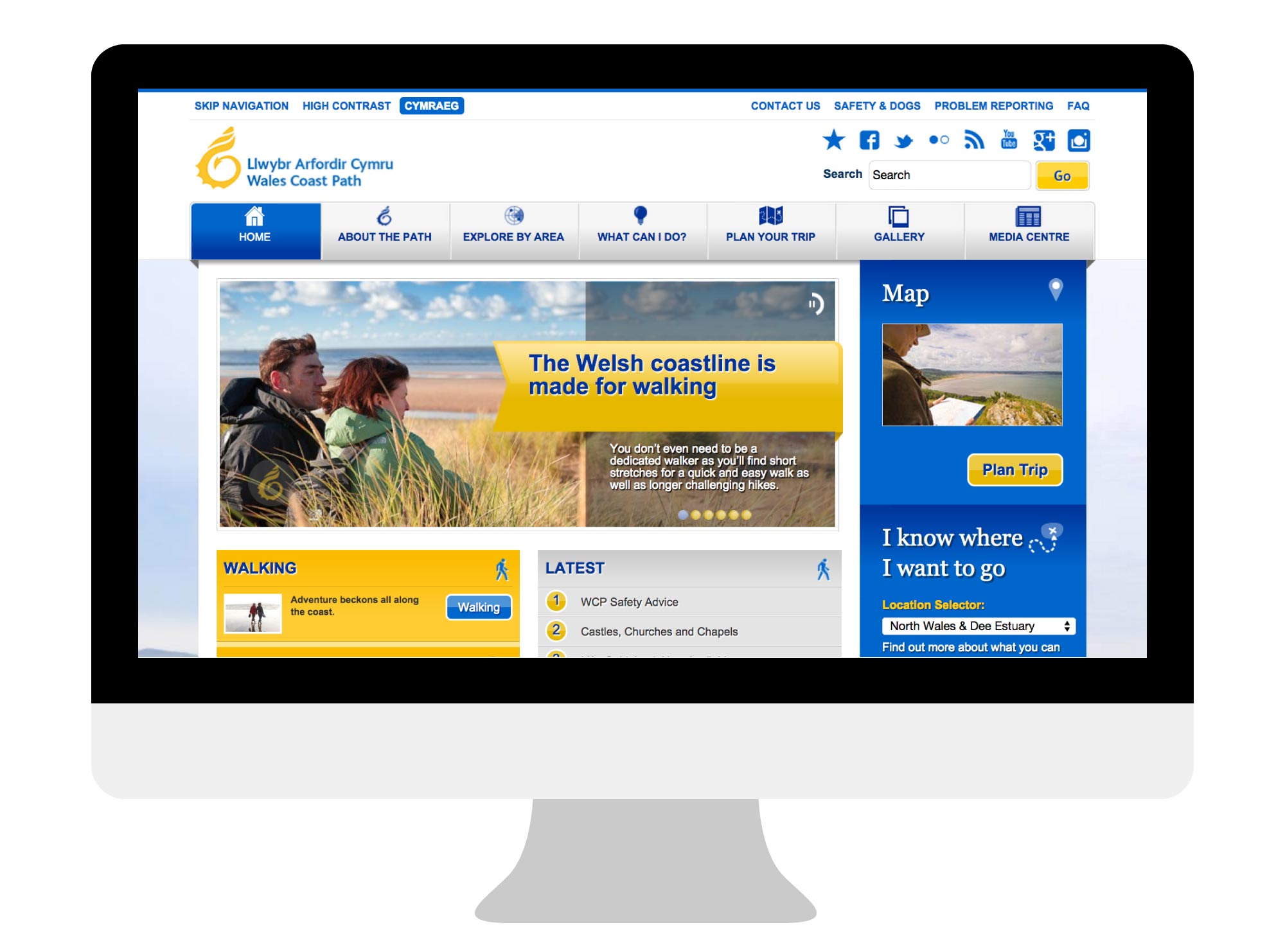 The Wales Coast Path homepage on desktop