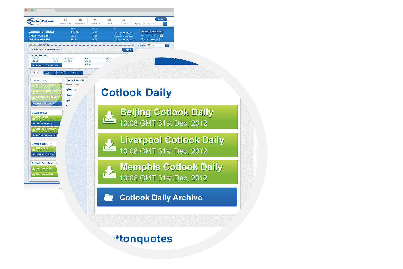 The Cotton Outlook subscriber interface