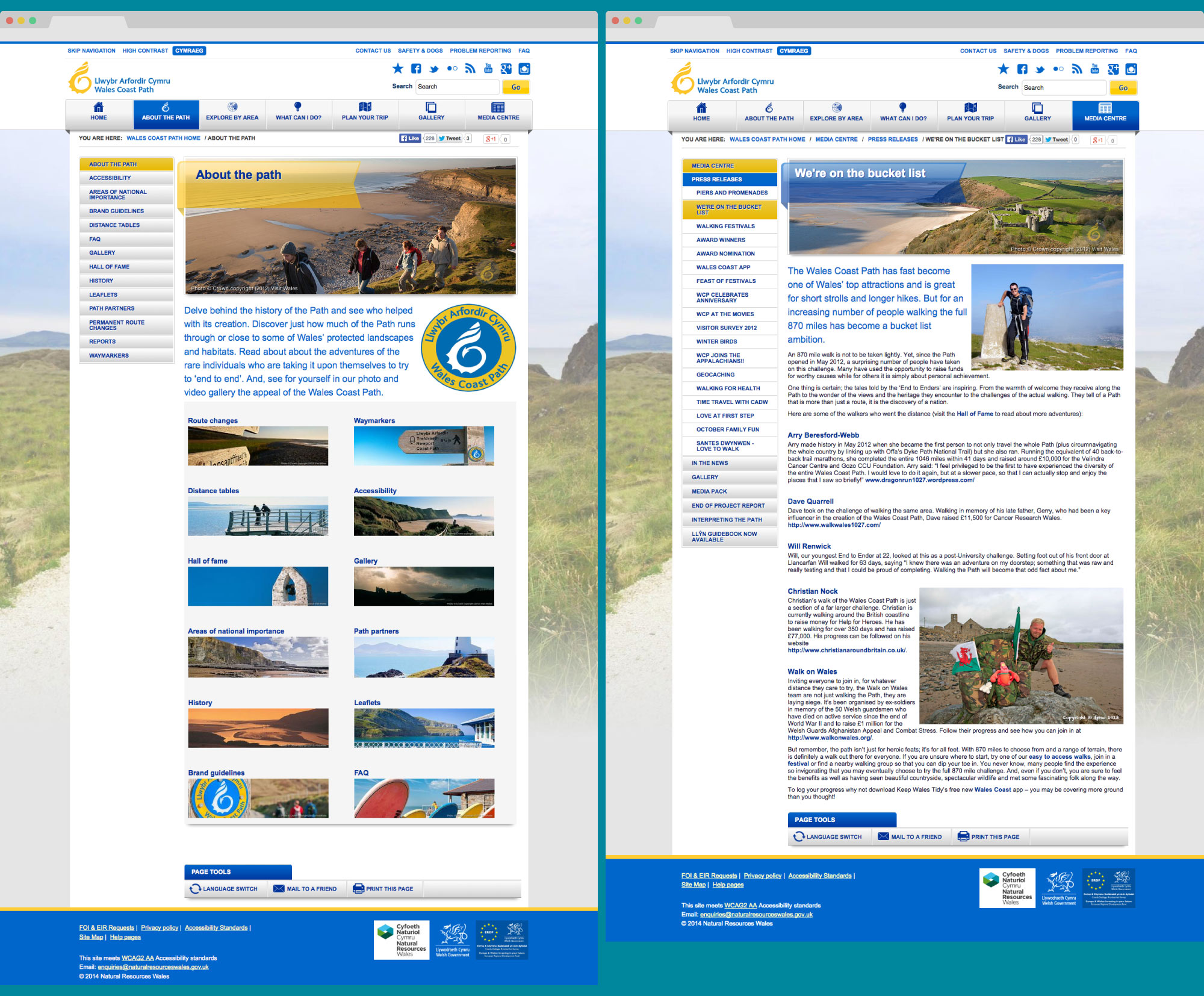 Wales Coast Path page templates