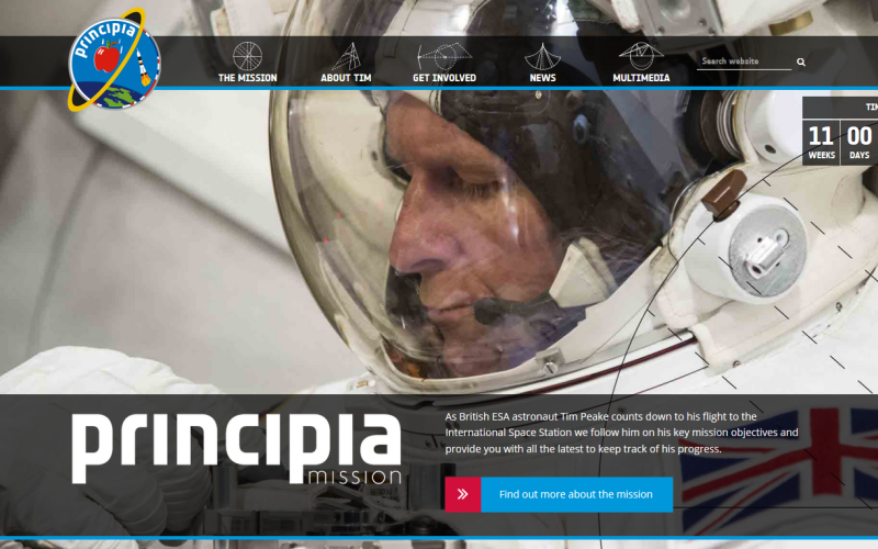 The UK Space Agency's Principia Mission site goes live