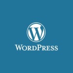 WordPress logo on blue background