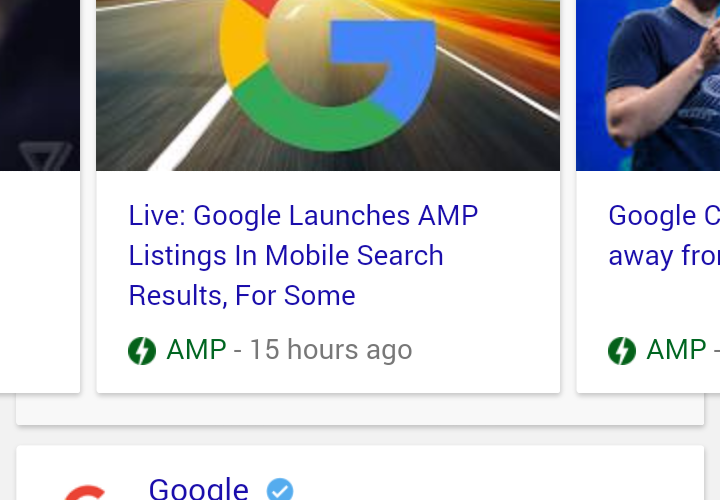 Google's AMP listing on mobile SERP