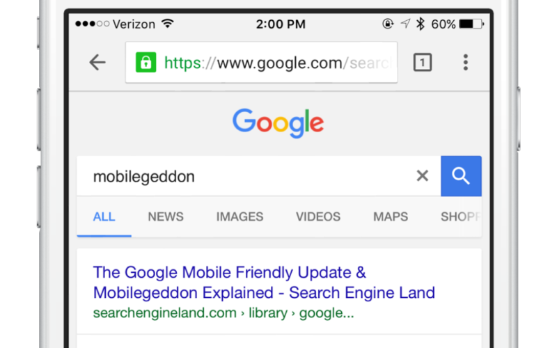 Google's search results displayed on an iPhone