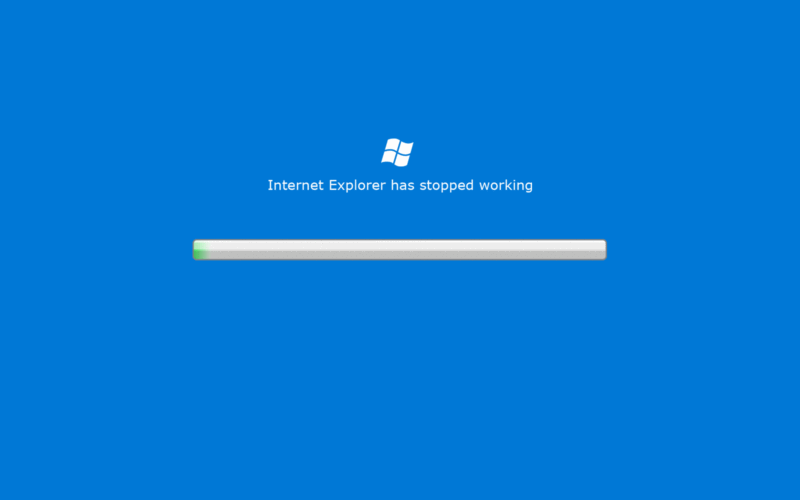 IE has stopped working message