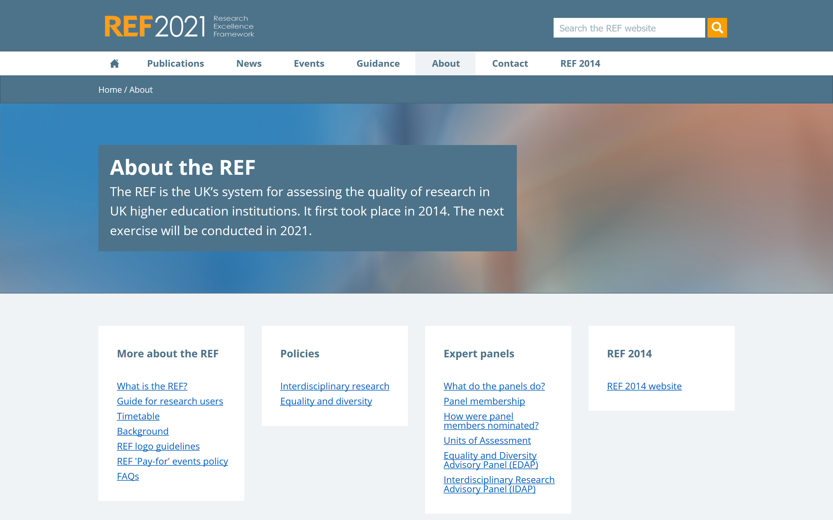 A screenshot of UK Shared Business Service's REF 2021 website