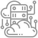 Greyscale icon of migration process workflow