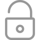 Greyscale icon of open padlock
